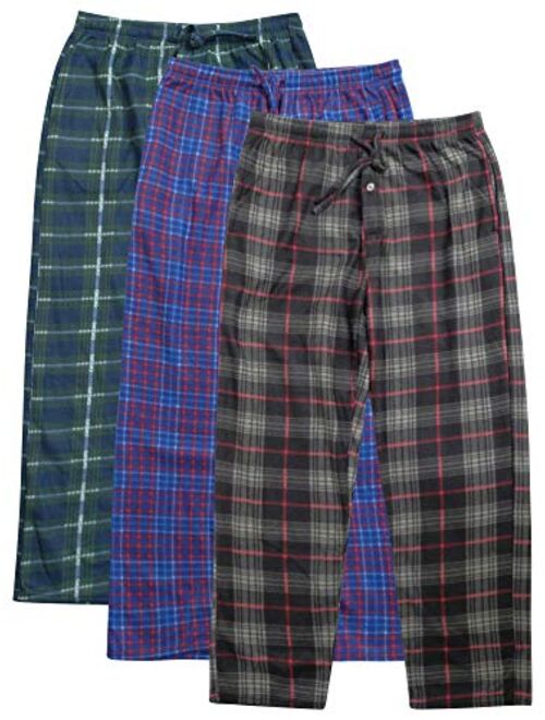 3 Pack: Mens Pajama Pants Mens Fleece Plaid Lounge Pajama Bottoms