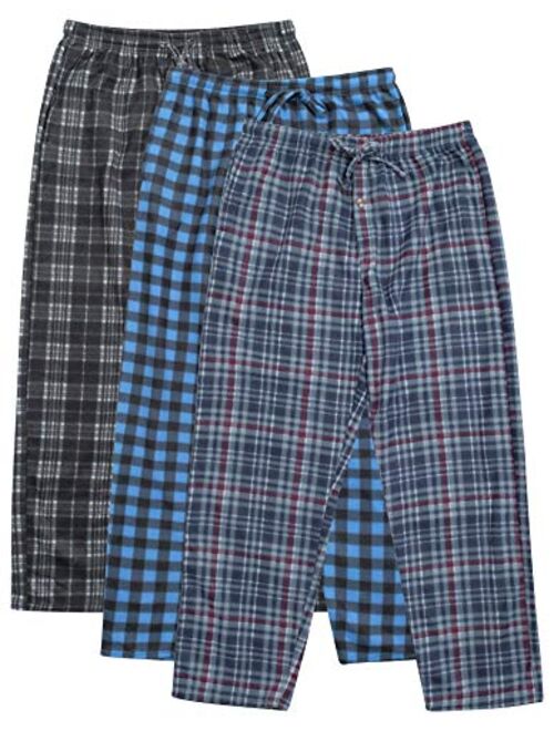 3 Pack: Mens Pajama Pants Mens Fleece Plaid Lounge Pajama Bottoms