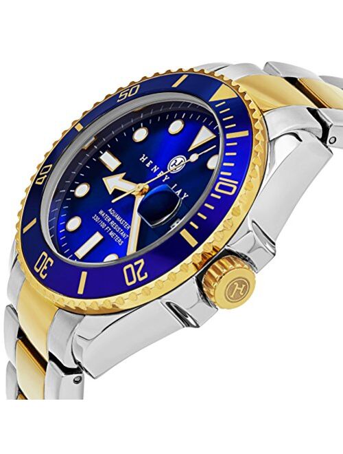 Henry Jay Mens 23K Gold Plated Two Tone Stainless Steel