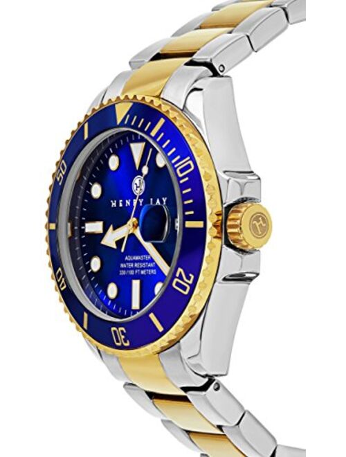 Henry Jay Mens 23K Gold Plated Two Tone Stainless Steel