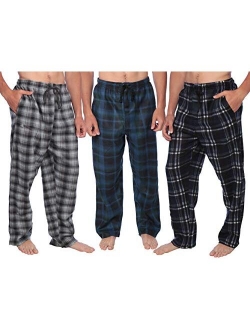 Active Club Men's PJ Pajama Fleece Lounge Plaid Bottoms Pants Microfleece (Single or 3 Pack), 12 Colors