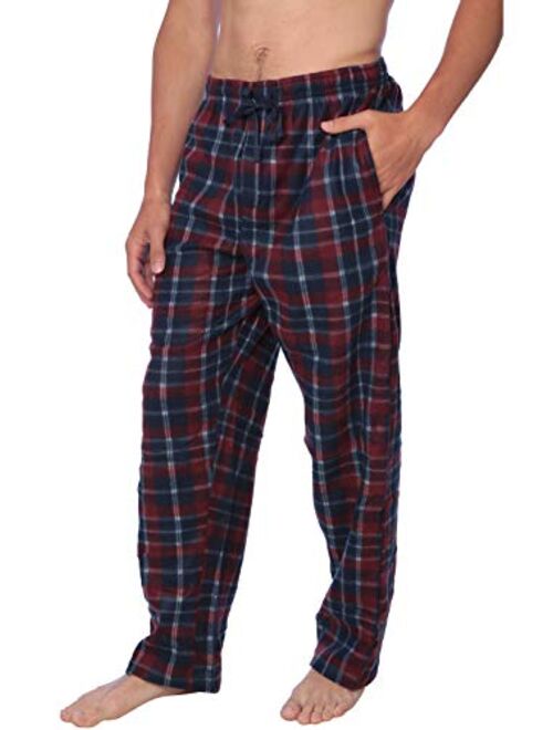 Active Club Men's PJ Pajama Fleece Lounge Plaid Bottoms Pants Microfleece (Single or 3 Pack), 12 Colors