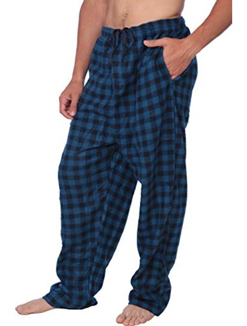 Active Club Men's PJ Pajama Fleece Lounge Plaid Bottoms Pants Microfleece (Single or 3 Pack), 12 Colors