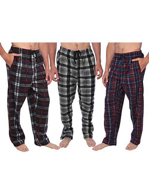 Active Club Men's PJ Pajama Fleece Lounge Plaid Bottoms Pants Microfleece (Single or 3 Pack), 12 Colors