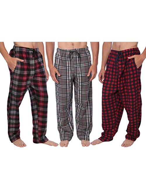 Active Club Men's PJ Pajama Fleece Lounge Plaid Bottoms Pants Microfleece (Single or 3 Pack), 12 Colors