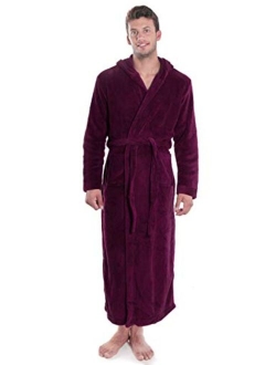 Verabella Women Men's Long Plush Fleece Robe with Hood, Solid Color Bathrobe