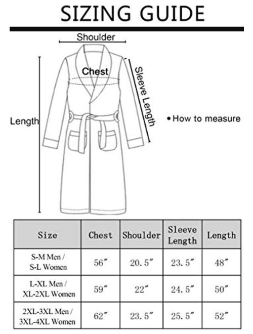 Verabella Women Men's Long Plush Fleece Robe with Hood, Solid Color Bathrobe