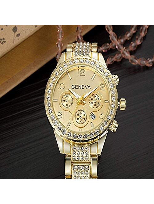 Luxury Unisex Crystal Diamond Watches Quartz Digital Calendar Rose Gold Silver Stainless Steel Watch