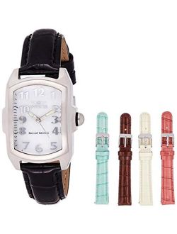 Women's Lupah 29mm Stainless Steel and Leather Strap Quartz Watch Set, Multi-color (Model: 5168)