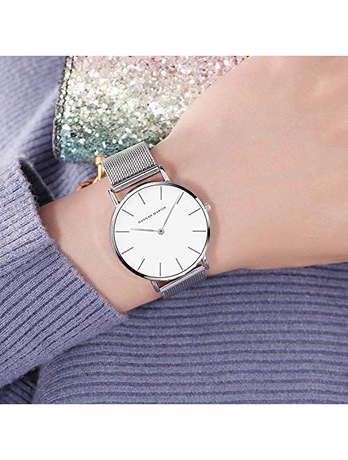 Women's Analog Quartz Rose Gold Watch with Stainless Steel Mesh Strap Ladies Watch Simple and Elegant with Bracelet