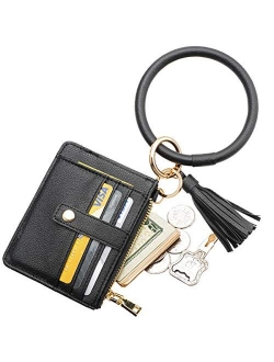 COOLANS Wristlet Bracelet Keychain Wallet Pocket Credit Card Holder Purse Tassel Keychain Bangle Key Ring for Women