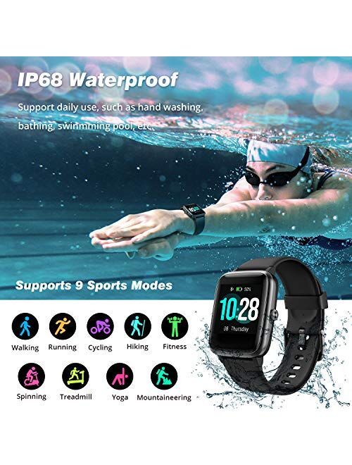 Fitpolo Fitness Tracker, Smart Watch Step Trackers with Heart Rate Monitor, IP68 Waterproof 1.3 Inch Color Touch Screen Activity Tracker Sleep Monitoring, Calorie Counter