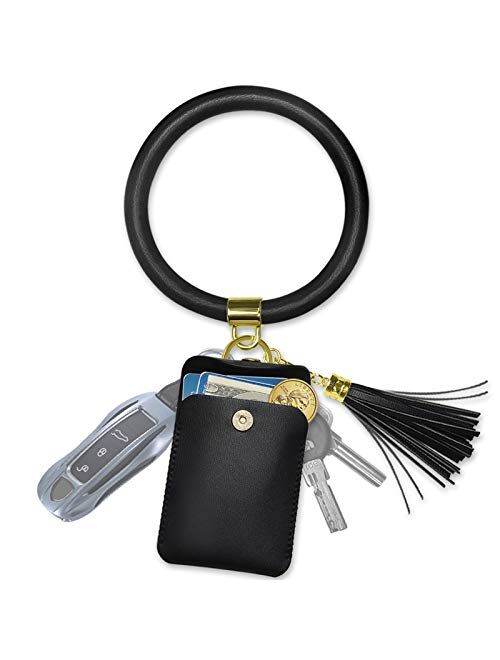 Doormoon Keychain Bracelet, Tassel Key Chain Wristlet Ring Circle Bangle