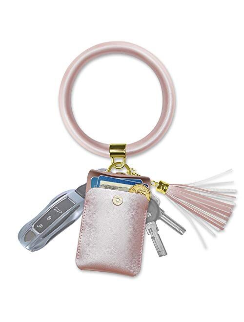 Doormoon Keychain Bracelet, Tassel Key Chain Wristlet Ring Circle Bangle