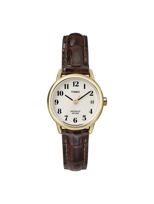 Timex Women Quartz Easy Reader Watch with Analogue Display and Leather Strap