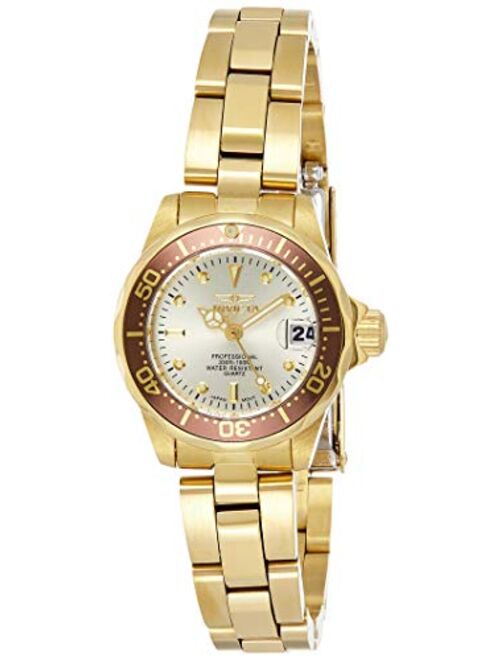 Invicta Women's Pro Diver 23.5mm Gold Tone Stainless Steel Quartz Watch, Gold (Model: 12527)