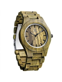 Men's Wooden Watch, Sentai Handmade Vintage Quartz Watches, Natural Wooden Wrist Watch