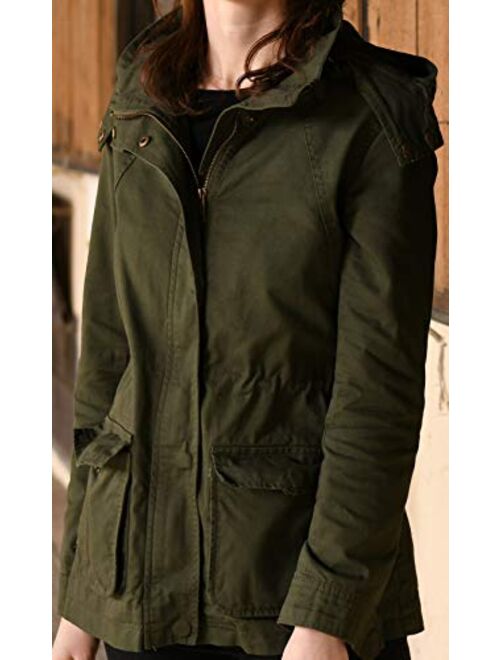 WenVen Women's Utility Military Anorak Jacket Hooded Lightweight Cotton Casual Coat