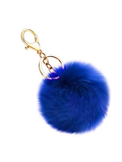 Soleebee Soft Artificial Rabbit Fur Keychain Plush Ball Key Ring Cute Pom Pom Bag Charm for Women Girls