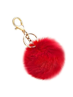 Soleebee Soft Artificial Rabbit Fur Keychain Plush Ball Key Ring Cute Pom Pom Bag Charm for Women Girls