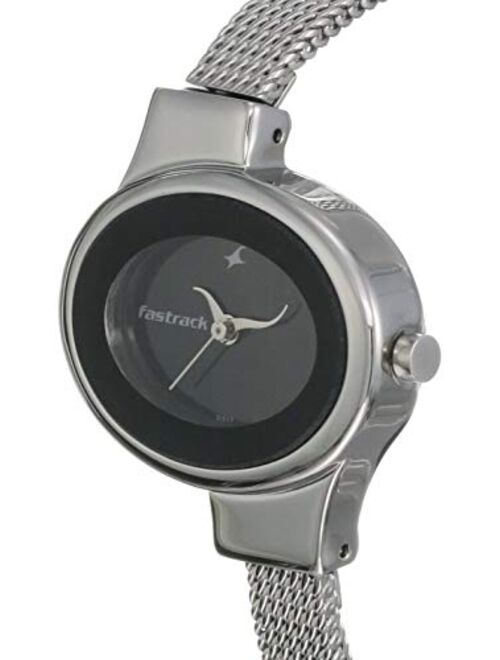 Fastrack Women's Fashion-Casual Analog Watch-Quartz Mineral Dial - Leather/Silver Metal Strap