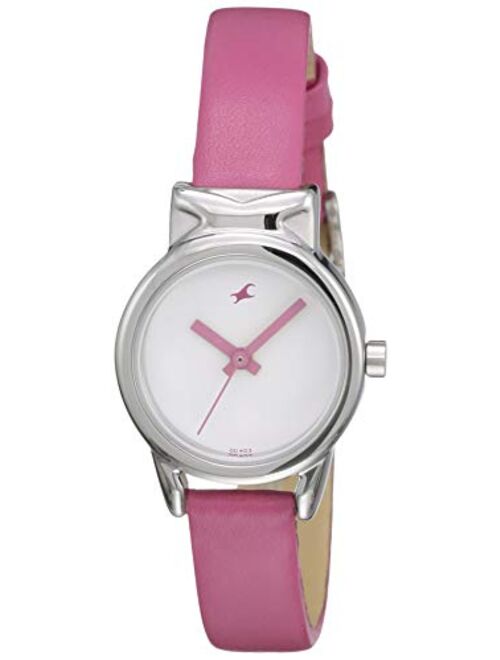 Fastrack Women's Fashion-Casual Analog Watch-Quartz Mineral Dial - Leather/Silver Metal Strap