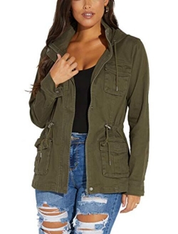 Women's Casual Camouflage Jacket With Pockets Sexy V Neck Long Sleeve Button Down Denim Coat