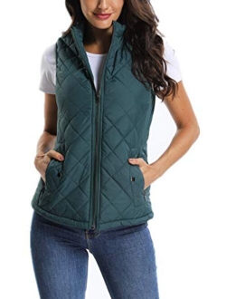 MISS MOLY Women Lightweight Quilted Padded Puffer Vest/Jacket Stand Collar Zip Up Winter Outwear