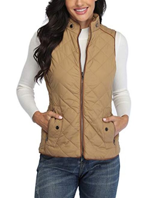 MISS MOLY Women Lightweight Quilted Padded Puffer Vest/Jacket Stand Collar Zip Up Winter Outwear