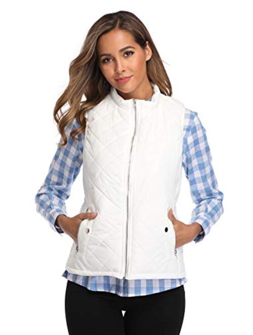 MISS MOLY Women Lightweight Quilted Padded Puffer Vest/Jacket Stand Collar Zip Up Winter Outwear