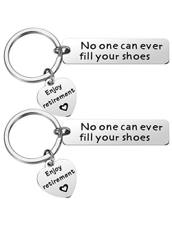 MIXJOY Retirement Keychain Gifts for Coworker - No One Can Ever Fill Your Shoes Mens Retirement Gifts