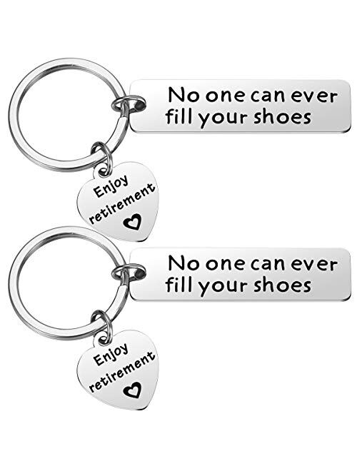 MIXJOY Retirement Keychain Gifts for Coworker - No One Can Ever Fill Your Shoes Mens Retirement Gifts