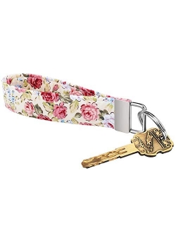 Celokiy Floral Sunflower Keychain Wristlet Bracelet, 100% Fabric Key Chains Women