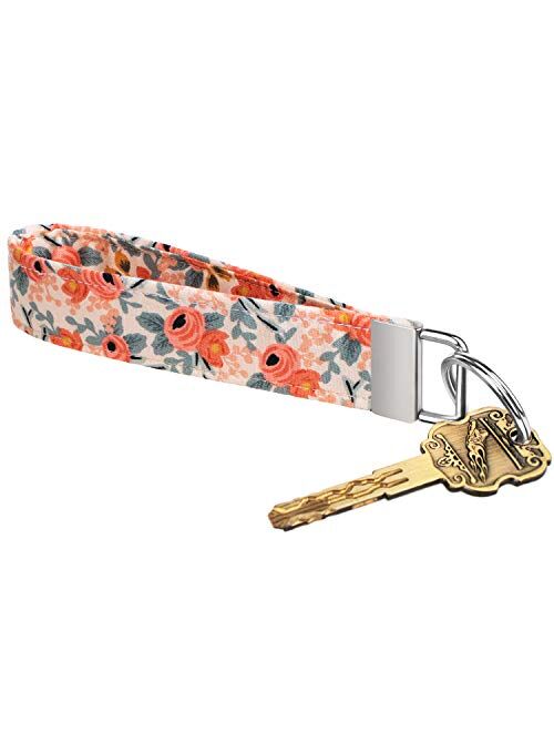 Celokiy Floral Sunflower Keychain Wristlet Bracelet, 100% Fabric Key Chains Women