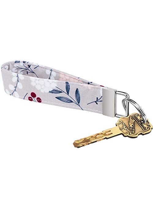 Celokiy Floral Sunflower Keychain Wristlet Bracelet, 100% Fabric Key Chains Women