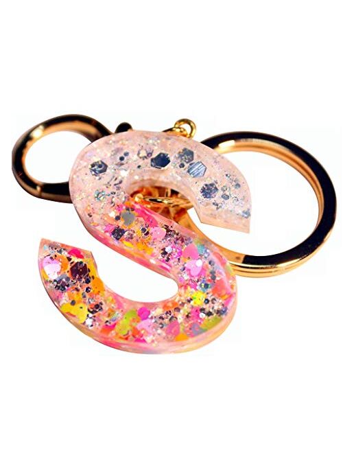 Cute Initial Keychain A-Z Letter Sparkly Glitter Key Chain Premium Bag Charm Keychain Accessories for Women