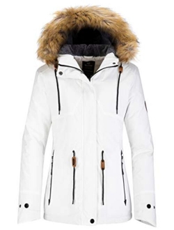 Wantdo Women's Waterproof Ski Jacket Hooded Winter Snow Coat Mountain Snowboarding Jackets Insulated Fleece Parka