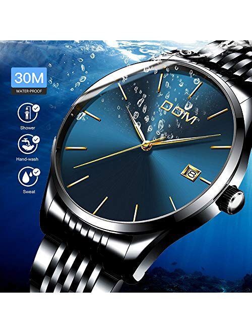 Men's Luxury Watches Ultra Thin Wrist Watch for Men Fashion Waterproof Analog Date Watch with Stainless Steel Band