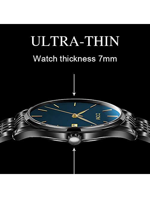 Men's Luxury Watches Ultra Thin Wrist Watch for Men Fashion Waterproof Analog Date Watch with Stainless Steel Band