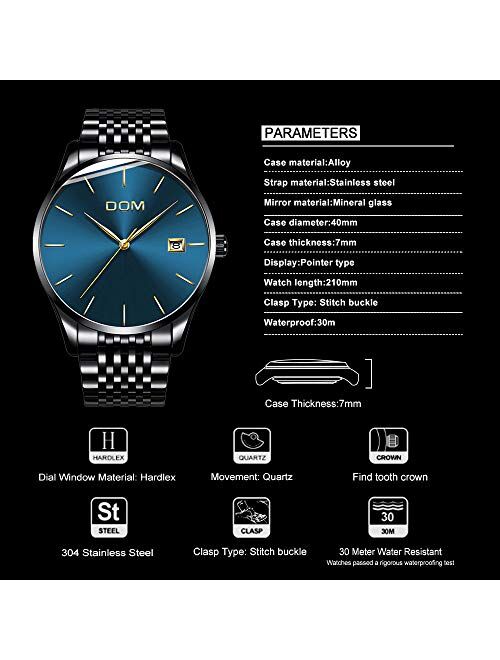 Men's Luxury Watches Ultra Thin Wrist Watch for Men Fashion Waterproof Analog Date Watch with Stainless Steel Band