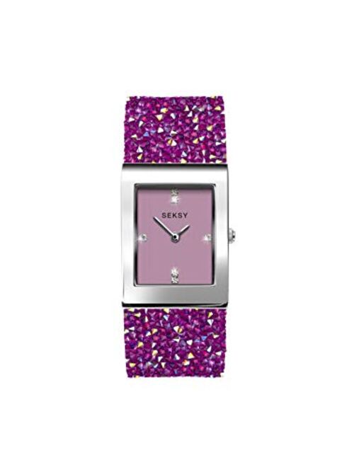 Seksy Women's Swarovski Crystal Bracelet Watch Made with Swarovski Crystals on Strap, Water Resistant, Adjustable