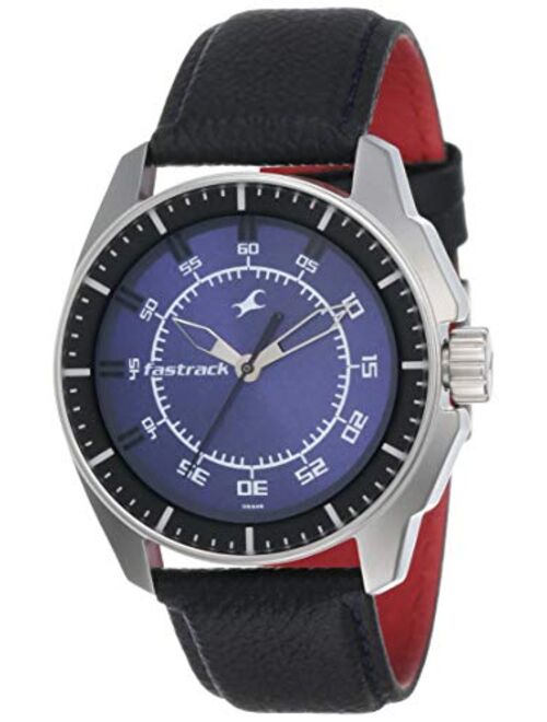 Fastrack Men's Casual Wrist Watch with Analog Function,Quartz Mineral Glass, Water Resistant Leather Strap