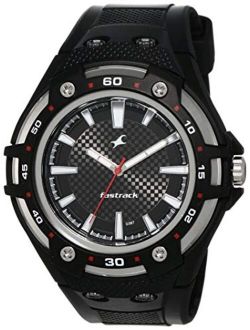 Fastrack Men's 9332PP02 Casual Black Polyurethane Strap Watch