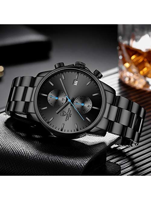 CRRJU Men's Minimalist Casual Luxury Auto Date Watches Fashion Business  Japan Movement Quartz Waterproof Wristwatches for Men Stainsteel Steel Band