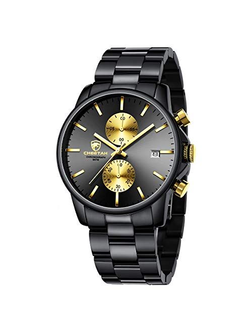 GOLDEN HOUR Fashion Business Mens Watches with Stainless Steel Waterproof Chronograph Quartz Watch for Men, Auto Date