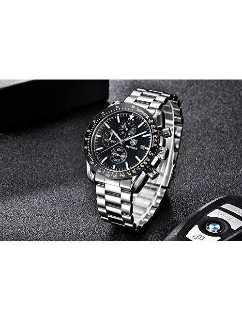 BENYAR Classic Fashion Elegant Chronograph Watch Casual Sport Leather Band Mens Watches 5140L