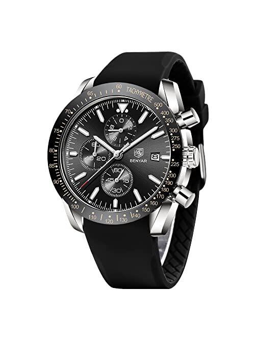 BENYAR Classic Fashion Elegant Chronograph Watch Casual Sport Leather Band Mens Watches 5140L