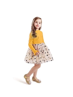 Toddler Girl Polka Dotted Multilayer Ruffled Long Sleeve Tutu Party Dresses