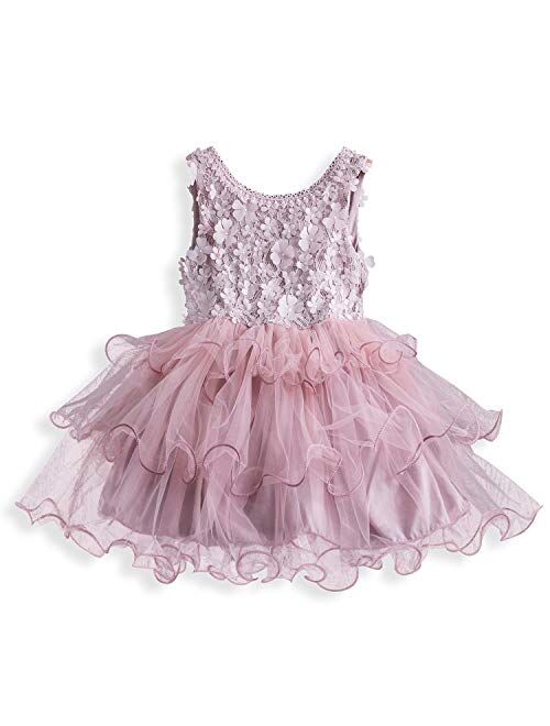 NNJXD Flower Girl's Wedding Dress Lace Sleeveless Tulle Summer Vintage Dresses