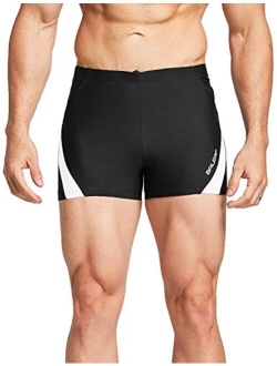 Men's Square Leg Athletic Swim Jammers Durable Training Splice Swimsuit